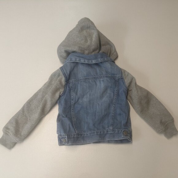 Baby Icon Denim Hoodie Jacket babyGAP Size 4 Denim and Light Heather Grey - Picture 8 of 9